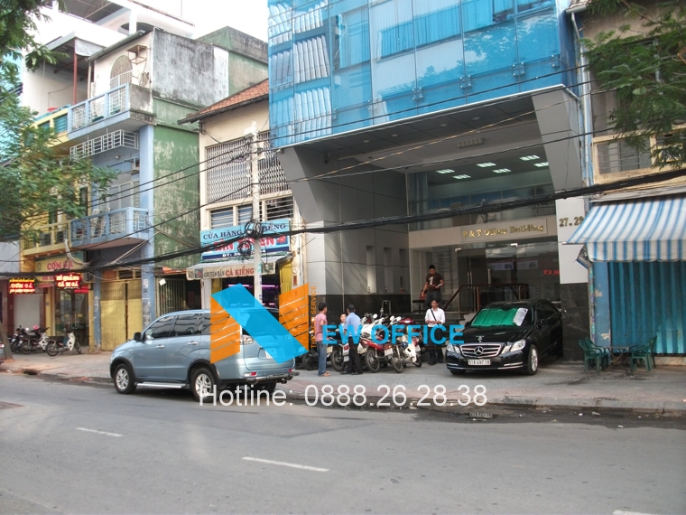 Văn phòng cho thuê quận 1 tòa nhà P&T Building phía trước tòa nhà.